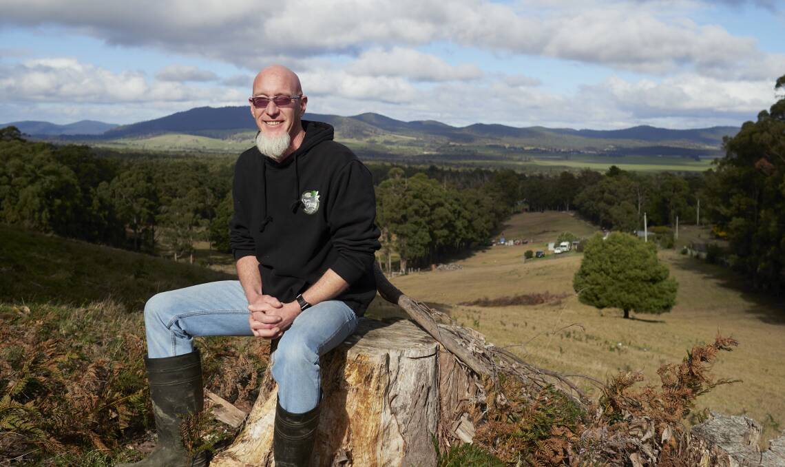 Noel Larsen on his property at Pipers River, Tasmania. Picture by Rod Thompson