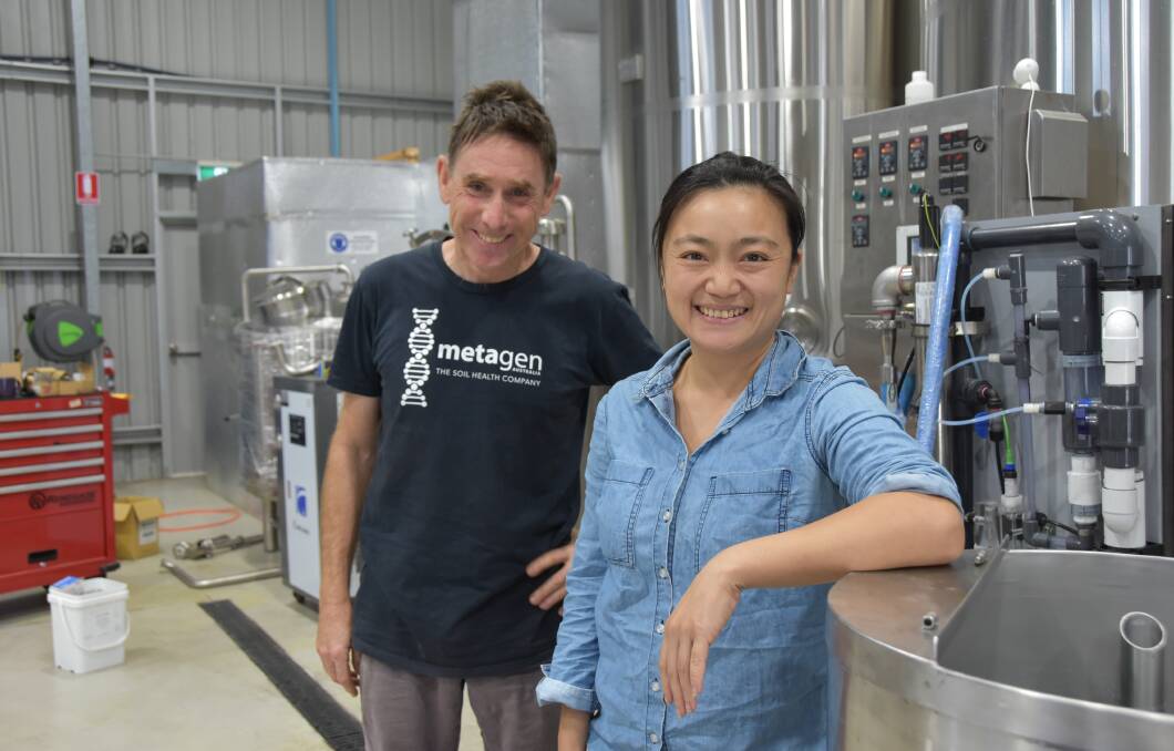Metagen director of product development, Dr Ken Fitzgerald, Gatton, with Australian Certified Organic auditor, Grace Leung, Lumen, Brisbane, inspecting the production facility at the Gatton headquarters. Picture supplied 