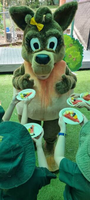 Children are captivated by Missy Peacharoo's high energy message surrounding fresh fruit and vegetable consumption. Picture supplied