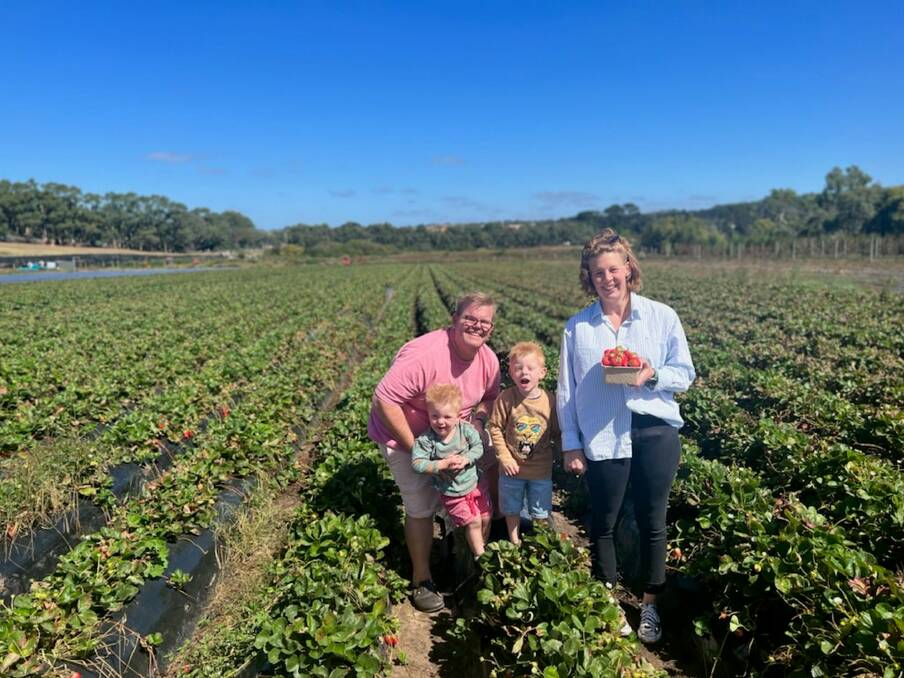 Simon Herald, managing director, Mr Green Grocer, Adelaide, SA with his partner Jennie and children Hugo (left) and Alfie. Picture supplied