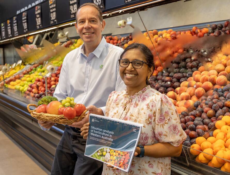 WA Department of Primary Industries and Regional Development officers Paul Mattingley and Manju Radhakrishnan with the newly released horticulture report. Picture supplied