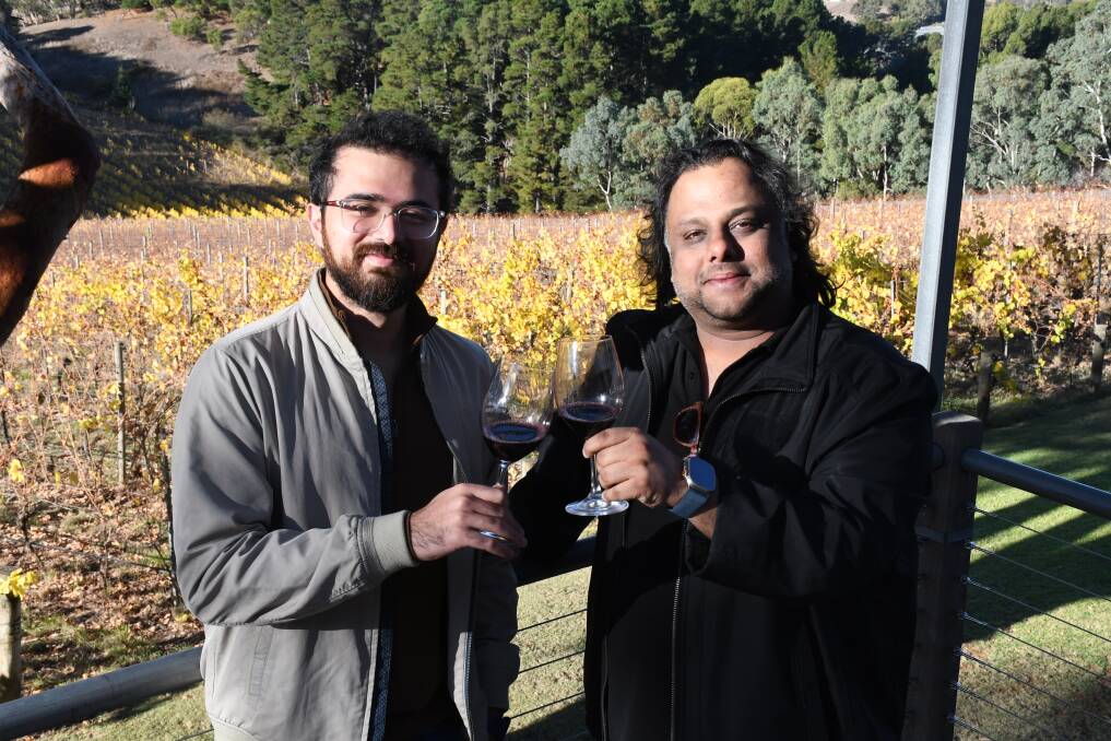 Indian wine importers Pritish Matai and Nikhil Agarwal at the SA Wine Ambassadors Club event at Mt Lofty Ranges Vineyard in April. They say there is huge potential for SA winemakers in the emerging subcontinent market. Picture by Quinton McCallum